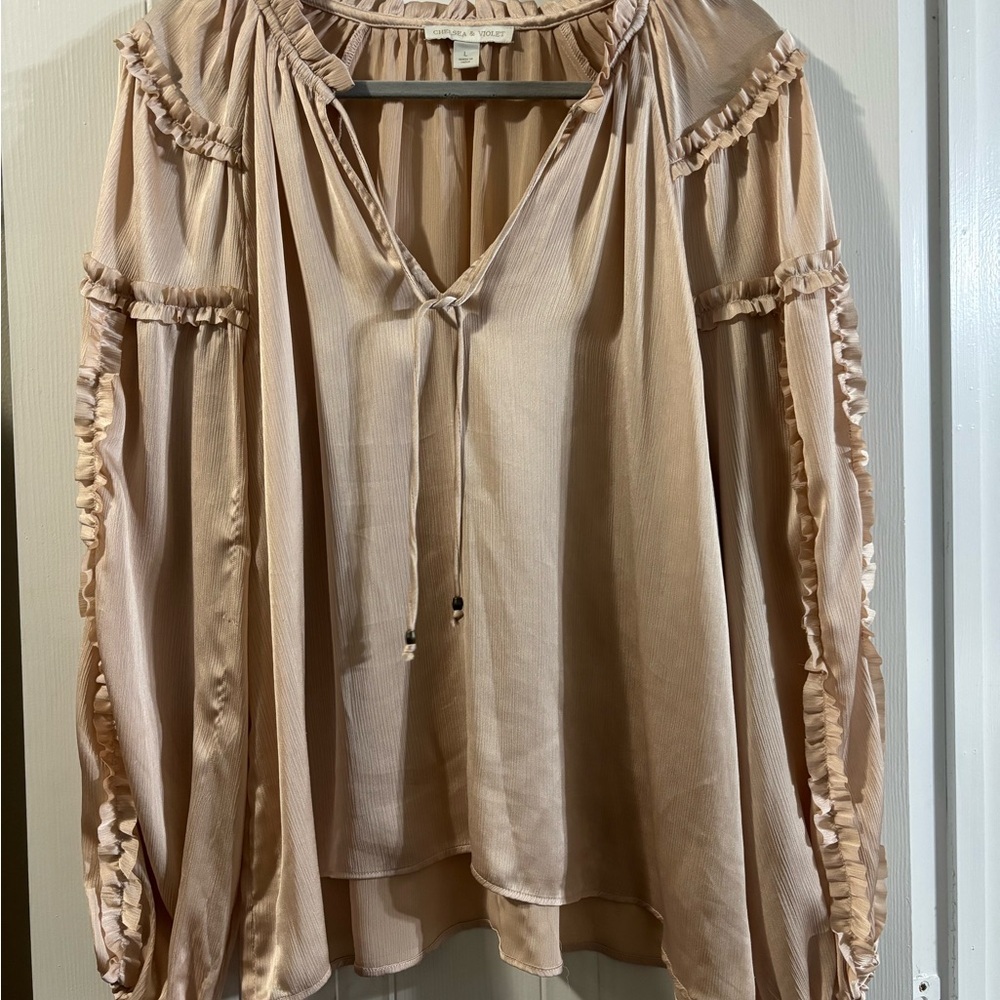 Chelsea & Violet Blush Ruffle Blouse